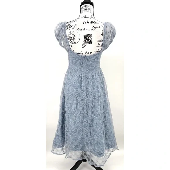 Lulus Exceedingly Elegant Midi Dress Sz Medium Blue Floral Applique Bustier NWT - Picture 5 of 11